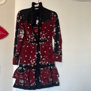 Sandro Red and Black Mini Dress